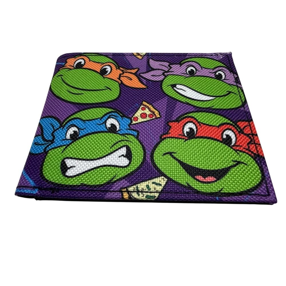 Buckle-Down Canvas Bi-fold Wallet Classic Tmnt Faces + I "pizza-heart"